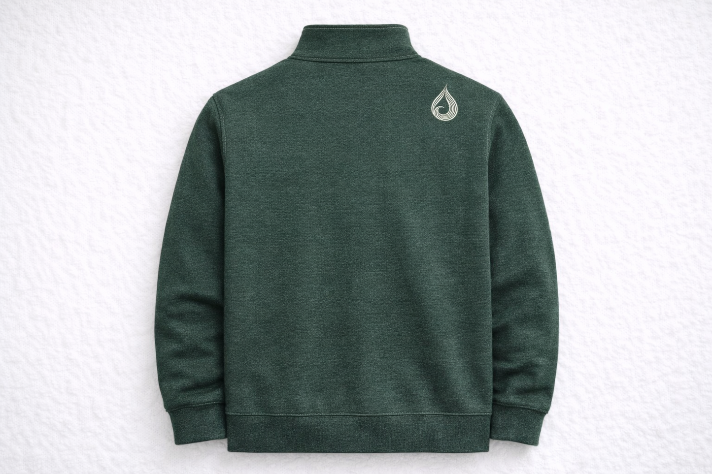 Tevilah Firm Yet Yielding forest-green quarter-zip — back