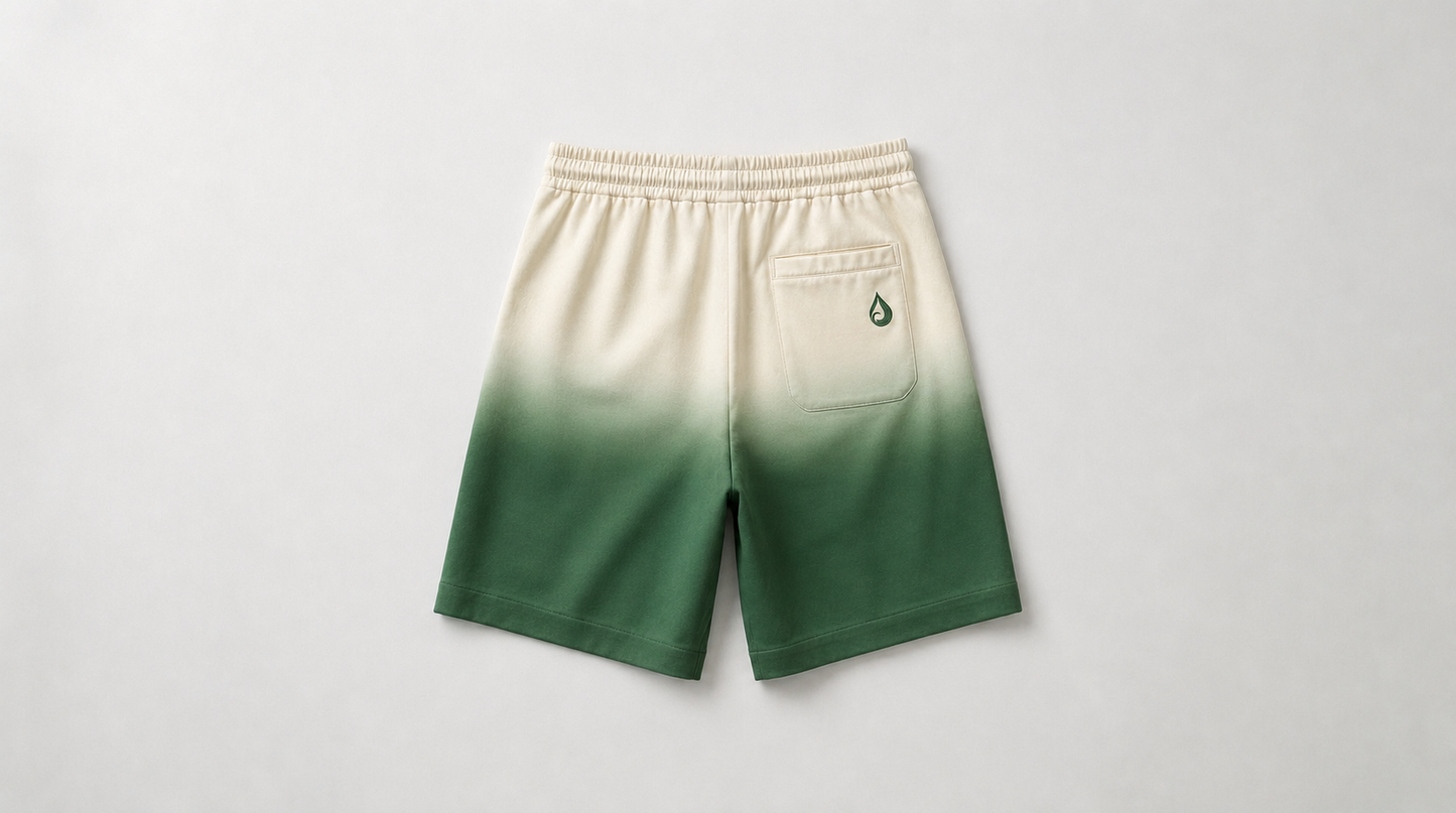 Tevilah Olive Branch ombré silk shorts — back