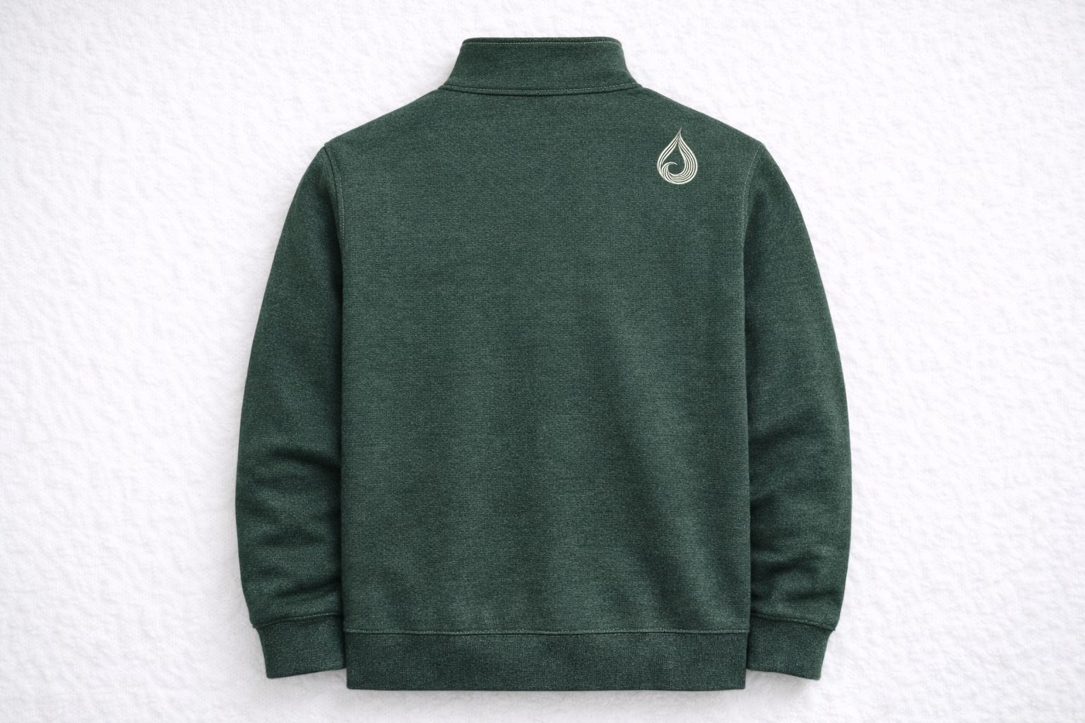 Tevilah Firm Yet Yielding forest-green quarter-zip — back
